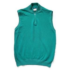 Southern Pines Men’s XL Green Sweater Vest 1/4 Zip Cotton Knit Preppy Golf